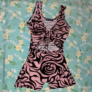 Pink and black swirl romper